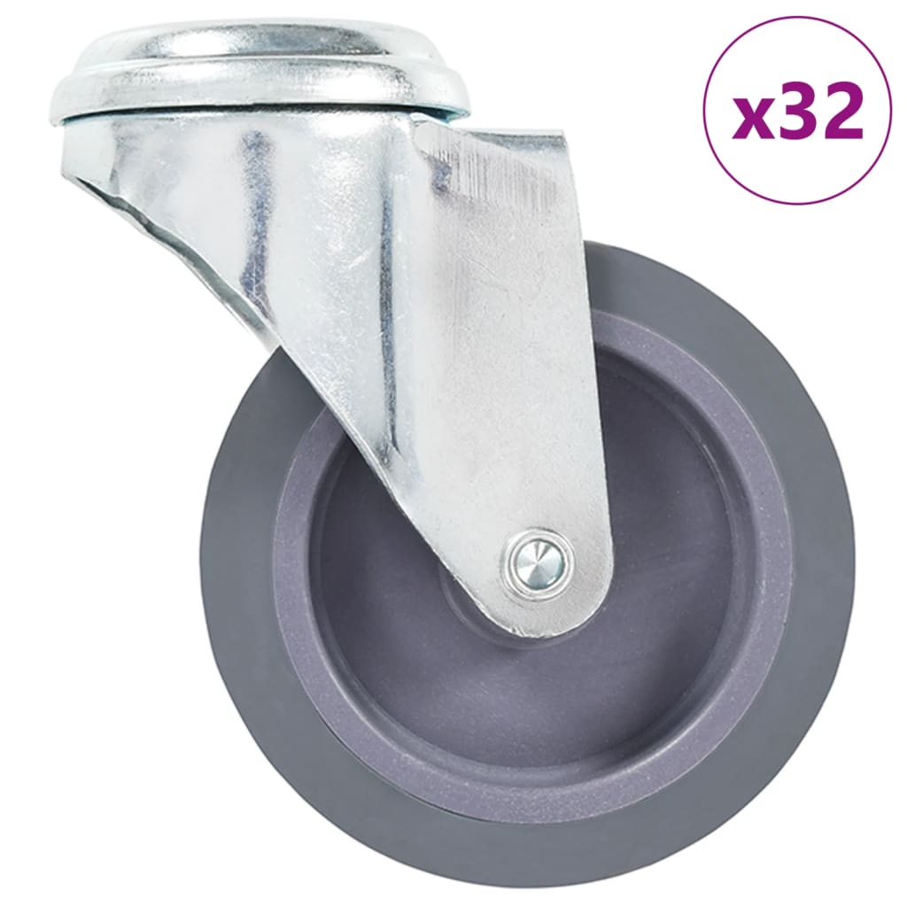 vidaXL 32 skrętne kółka z otworem na śrubę, 75 mm