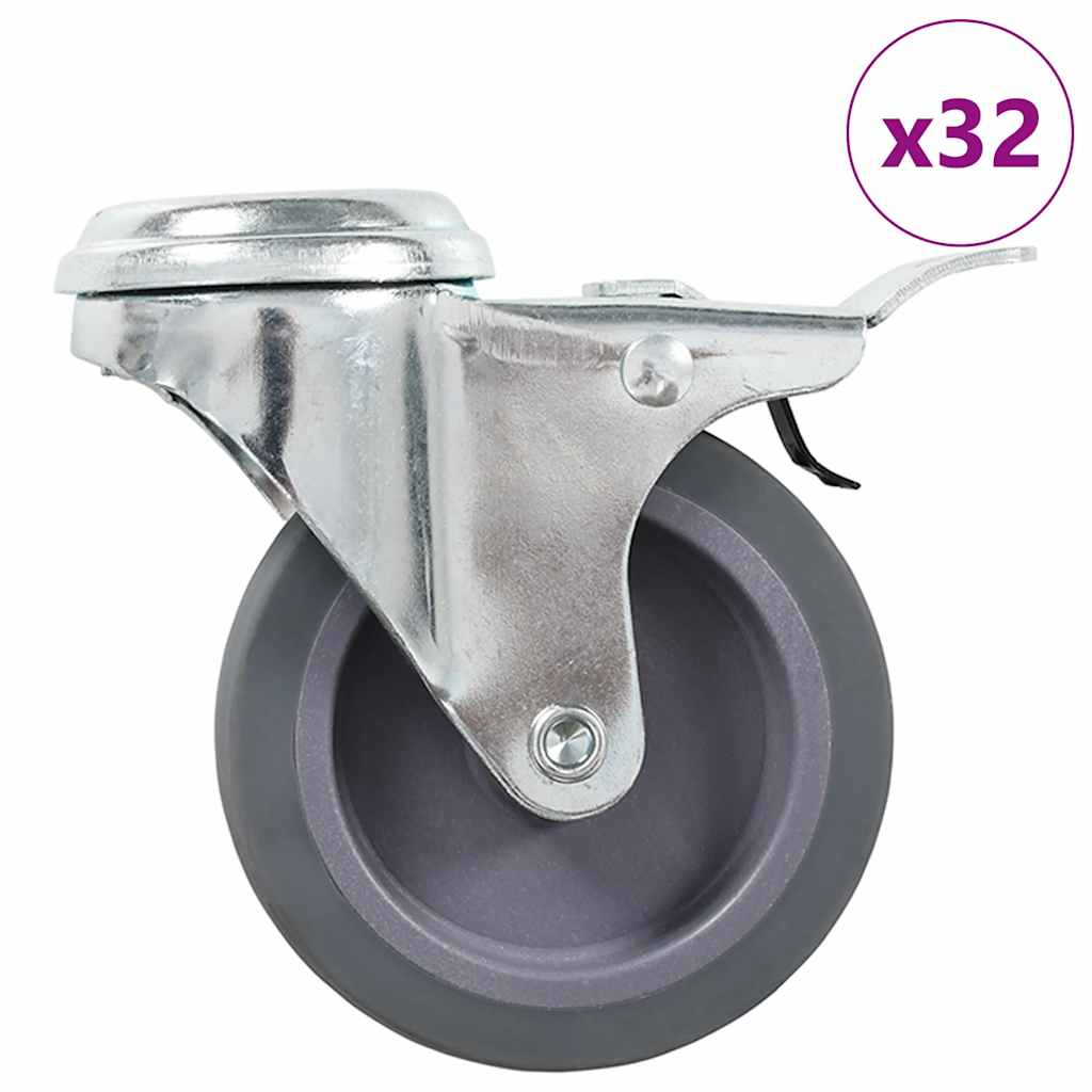 vidaXL 32 skrętne kółka z otworem na śrubę, 75 mm