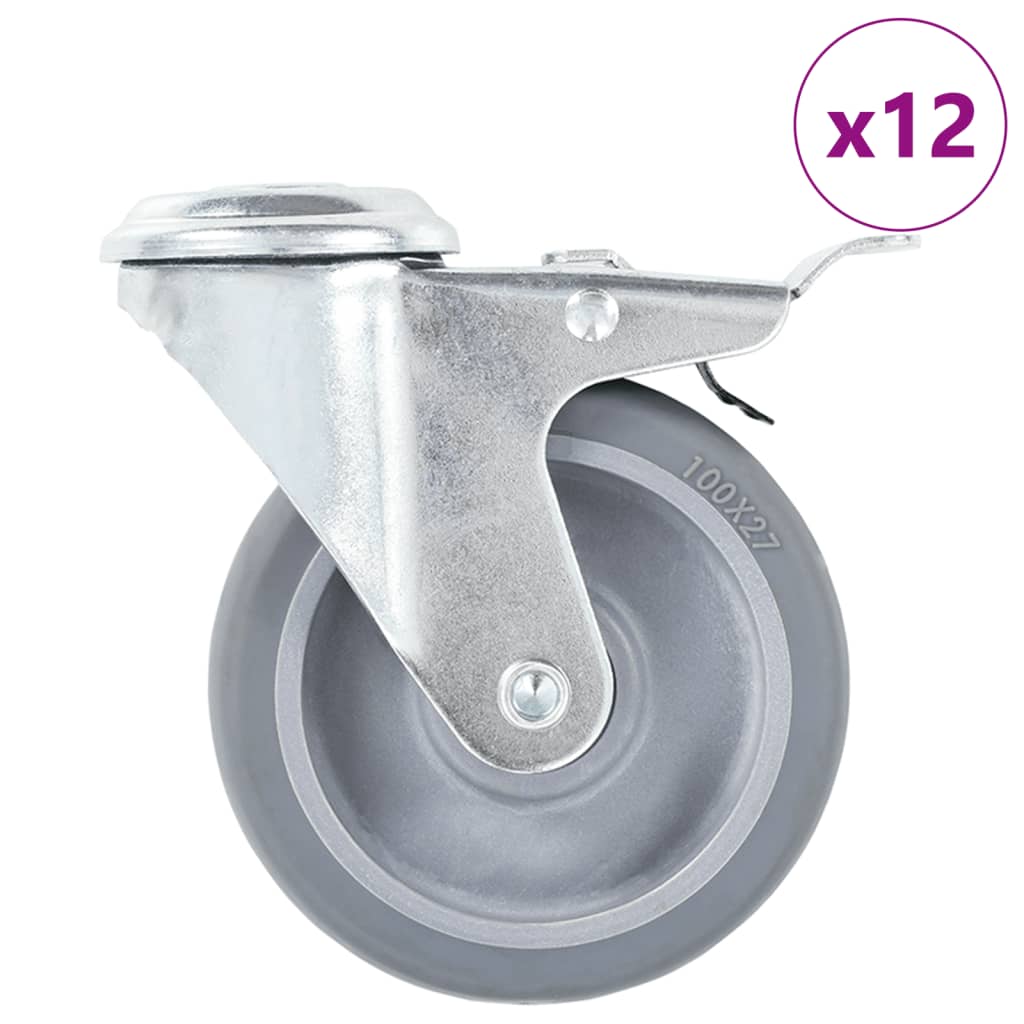 vidaXL 12 kółek skrętnych z otworem na śrubę, 100 mm
