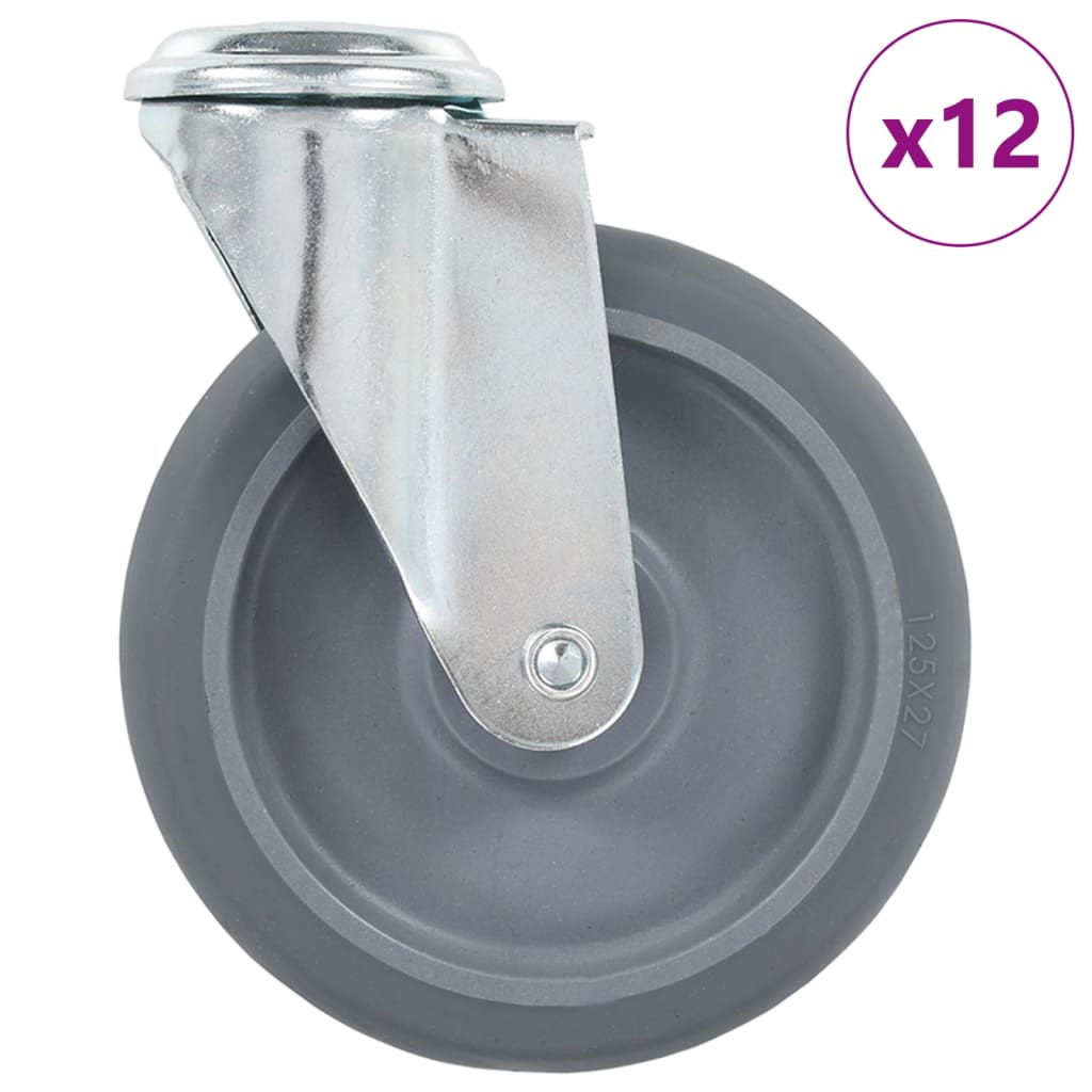 vidaXL 12 skrętnych kółek z otworem na śrubę, 125 mm