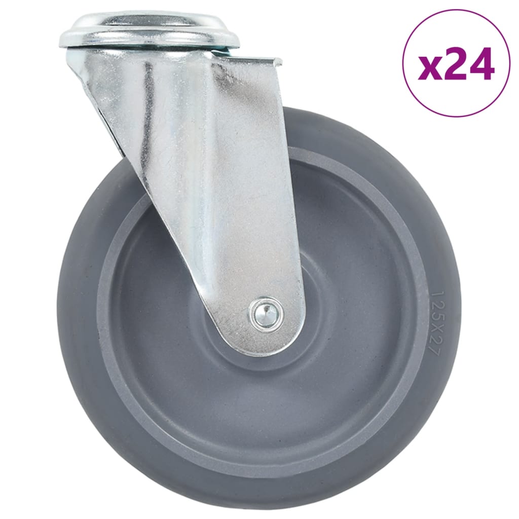 vidaXL 24 kółka skrętne z otworem na śrubę, 125 mm