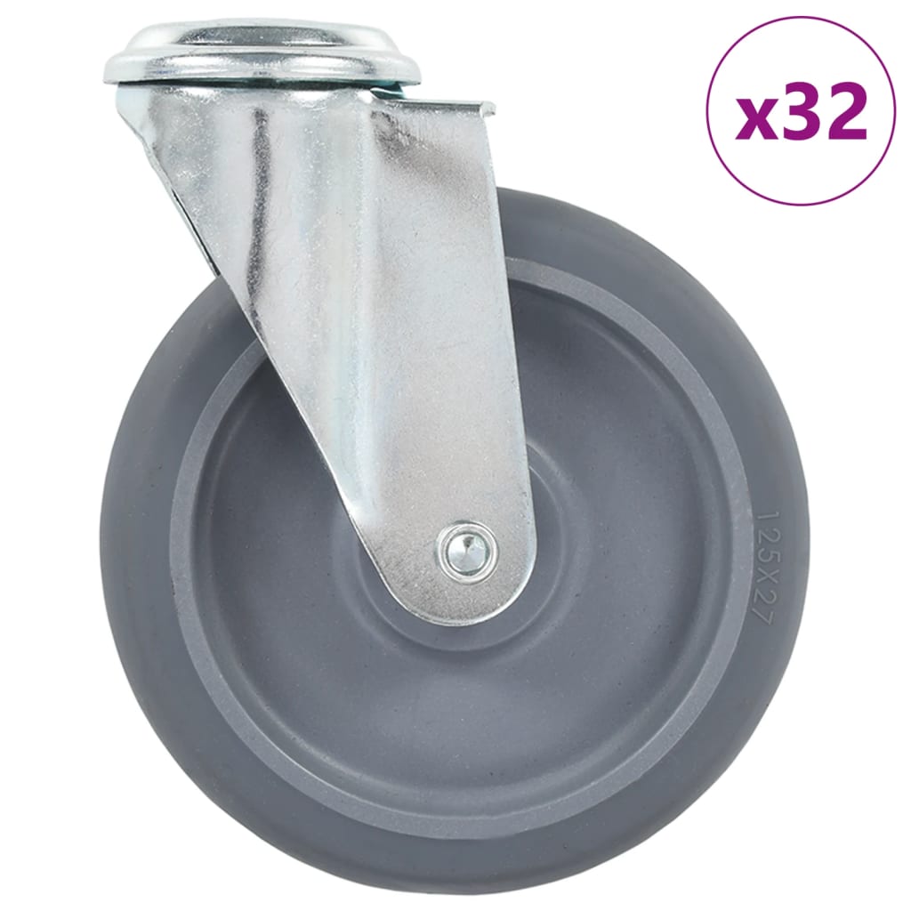 vidaXL 32 kółka skrętne z otworem na śrubę, 125 mm