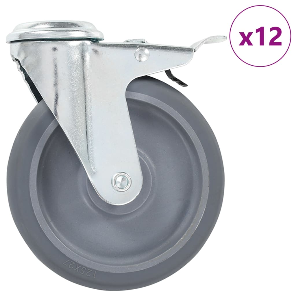 vidaXL 12 skrętnych kółek z otworem na śrubę, 125 mm
