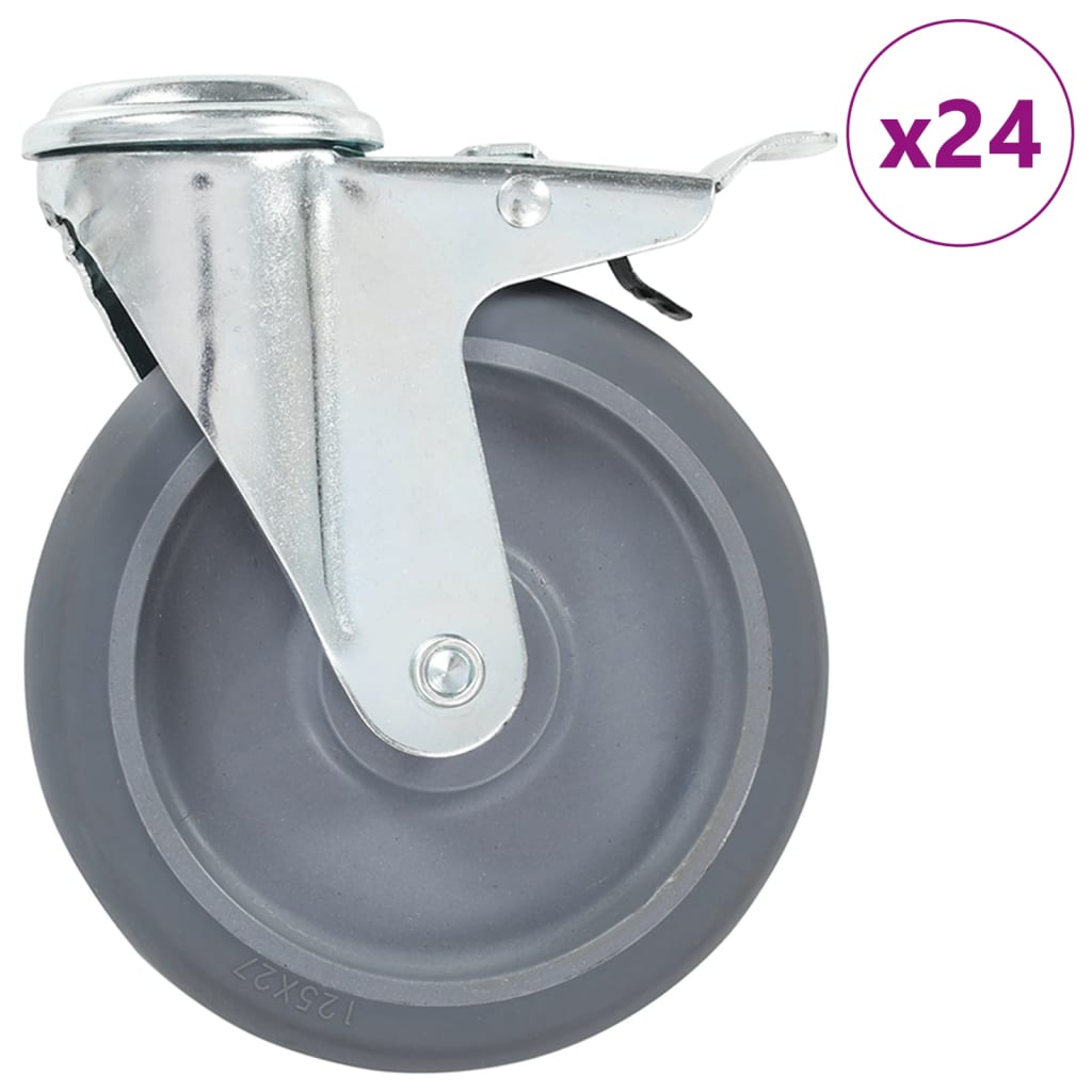 vidaXL 24 kółka skrętne z otworem na śrubę, 125 mm
