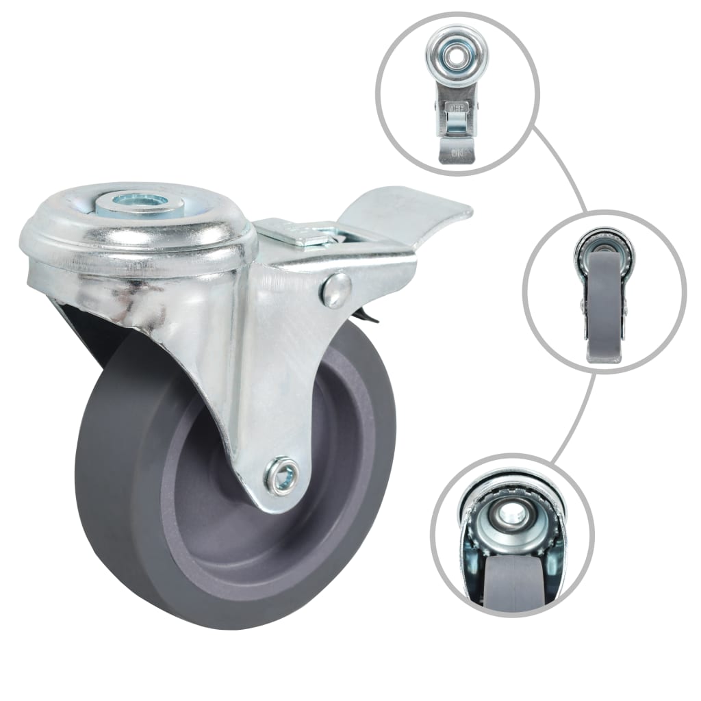 vidaXL 12 kółek skrętnych z otworem na śrubę, 75 mm