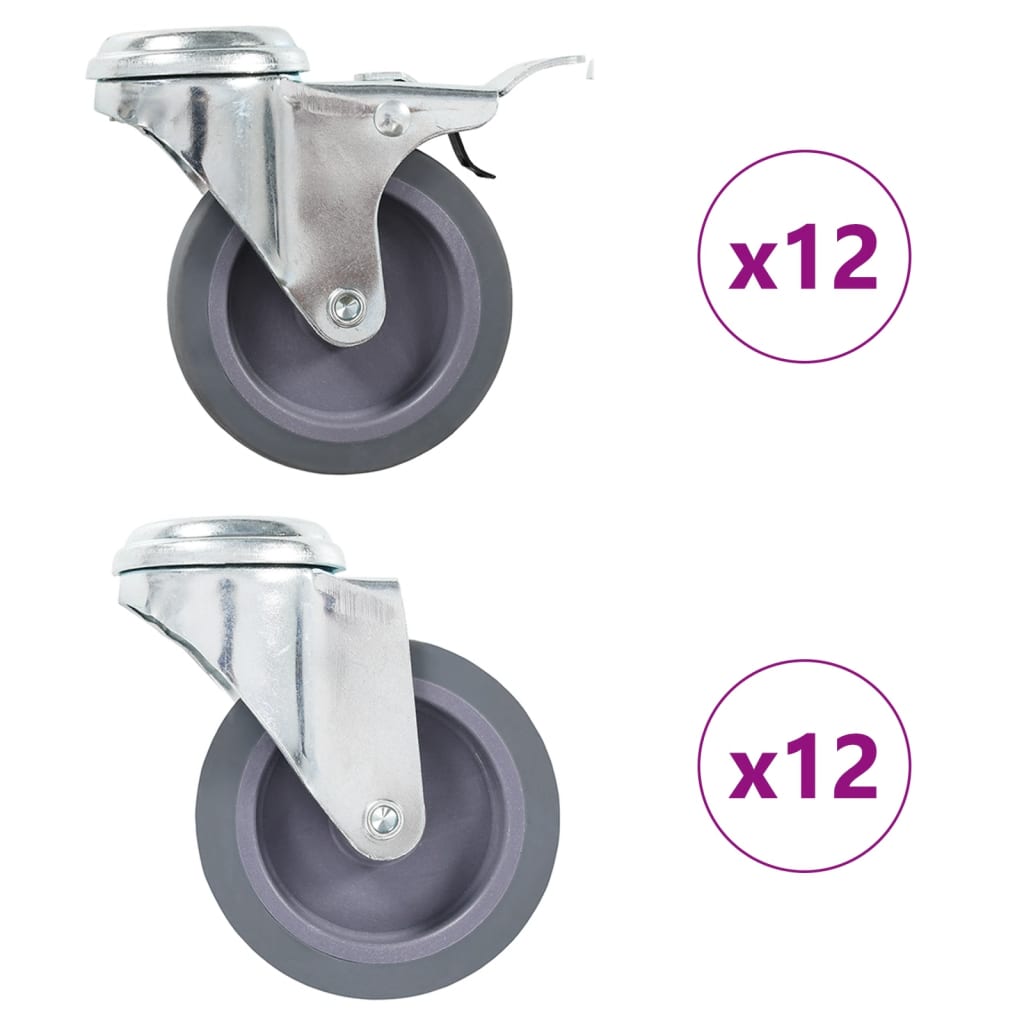 vidaXL 24 kółka skrętne z otworem na śrubę, 75 mm