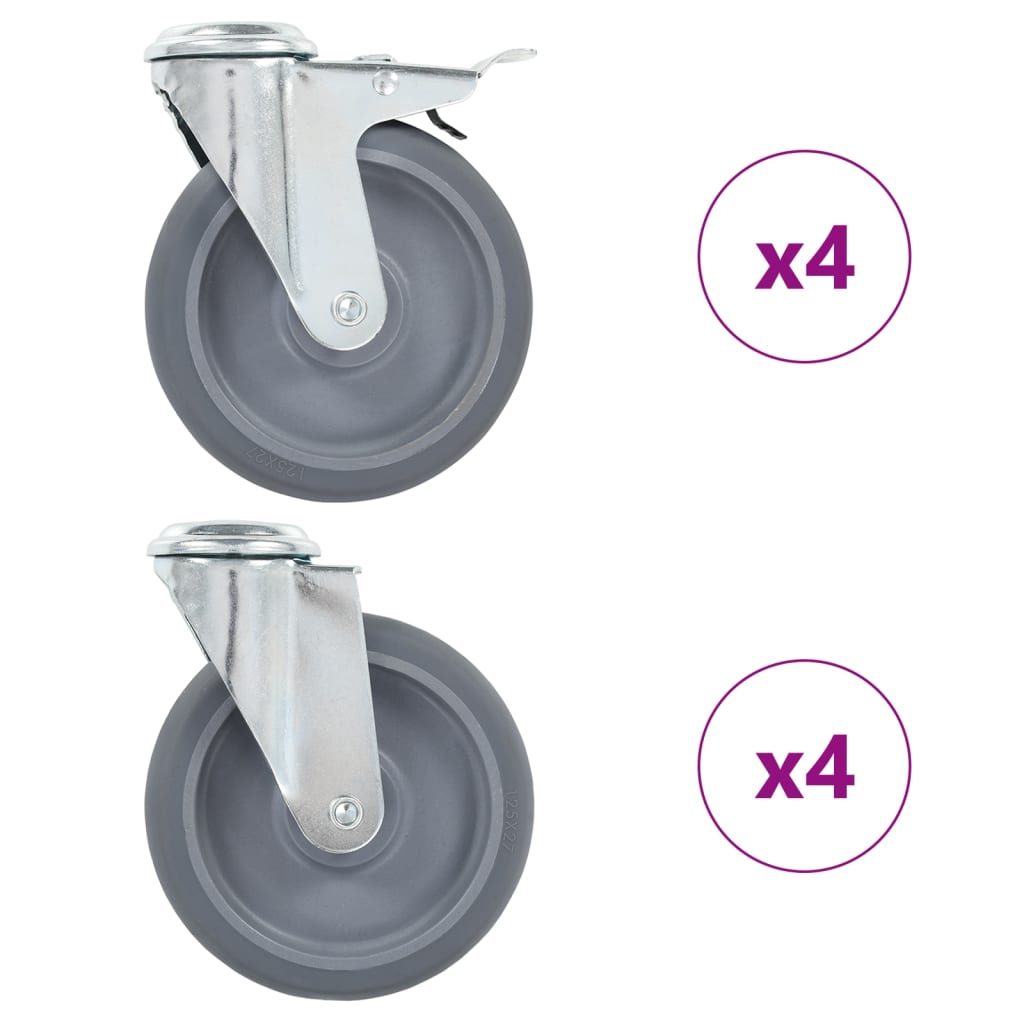 vidaXL 8 kółek skrętnych z otworem na śrubę, 125 mm