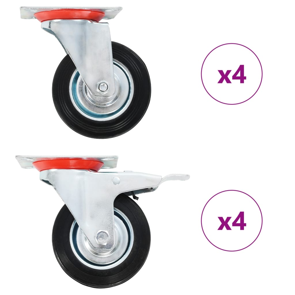 vidaXL 8 kółek skrętnych, 100 mm