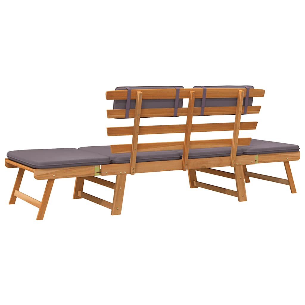 vidaXL Leżanka ogrodowa 2-w-1 z poduszką, 190 cm, lite drewno akacjowe
