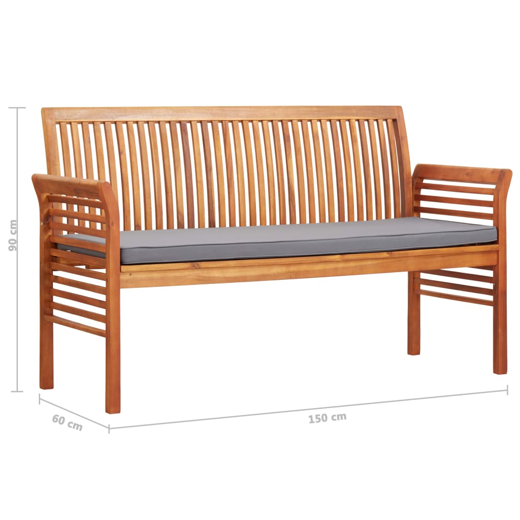 vidaXL 3-osobowa ławka ogrodowa z poduszką, 150 cm, drewno akacjowe