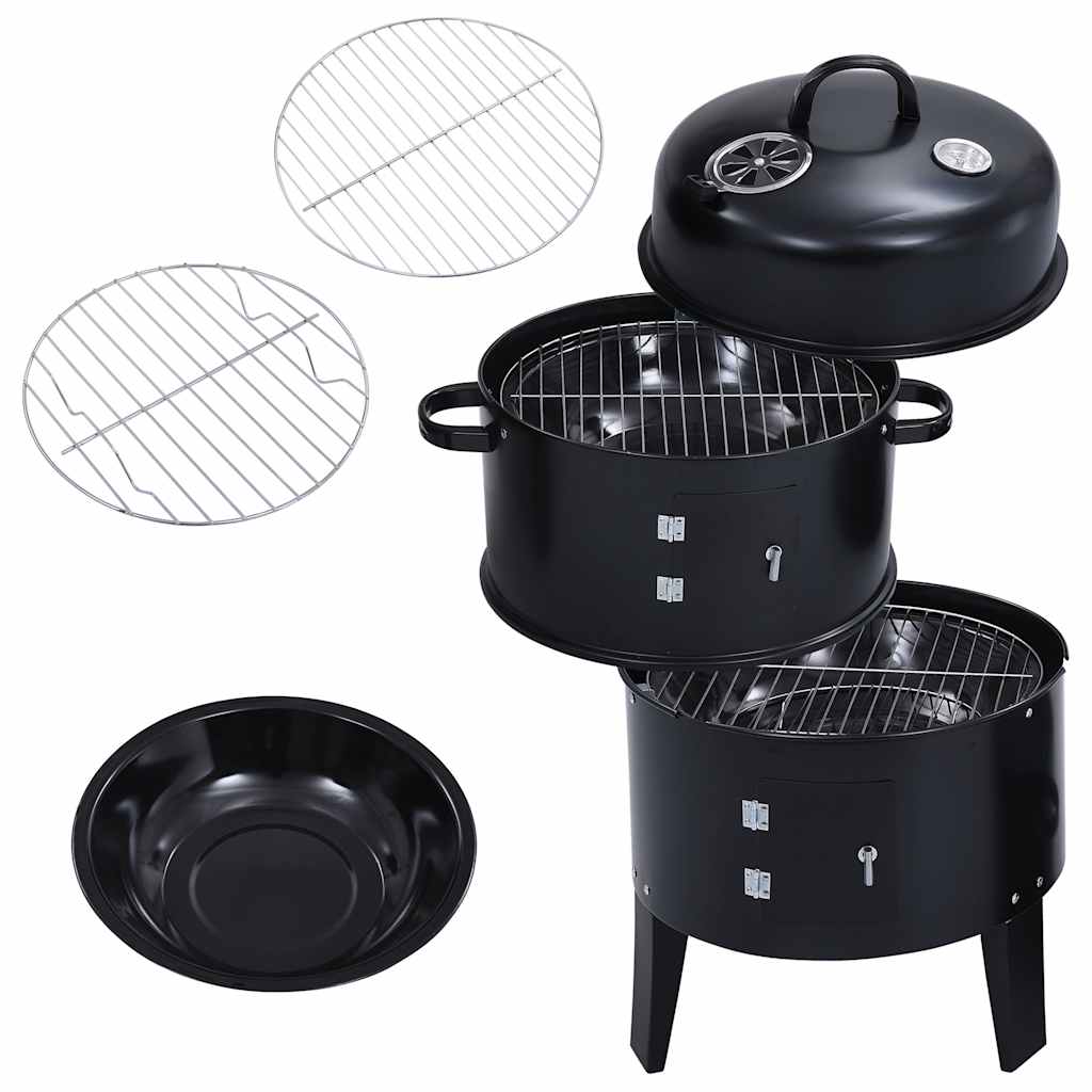 vidaXL Grill węglowy z wędzarnią 3-w-1, 40x80 cm