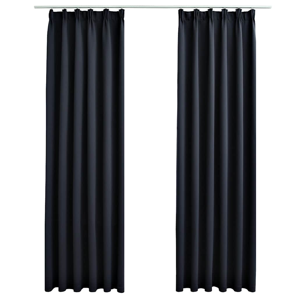 vidaXL Zasłony zaciemniające z haczykami, 2 szt., antracyt, 140x175 cm