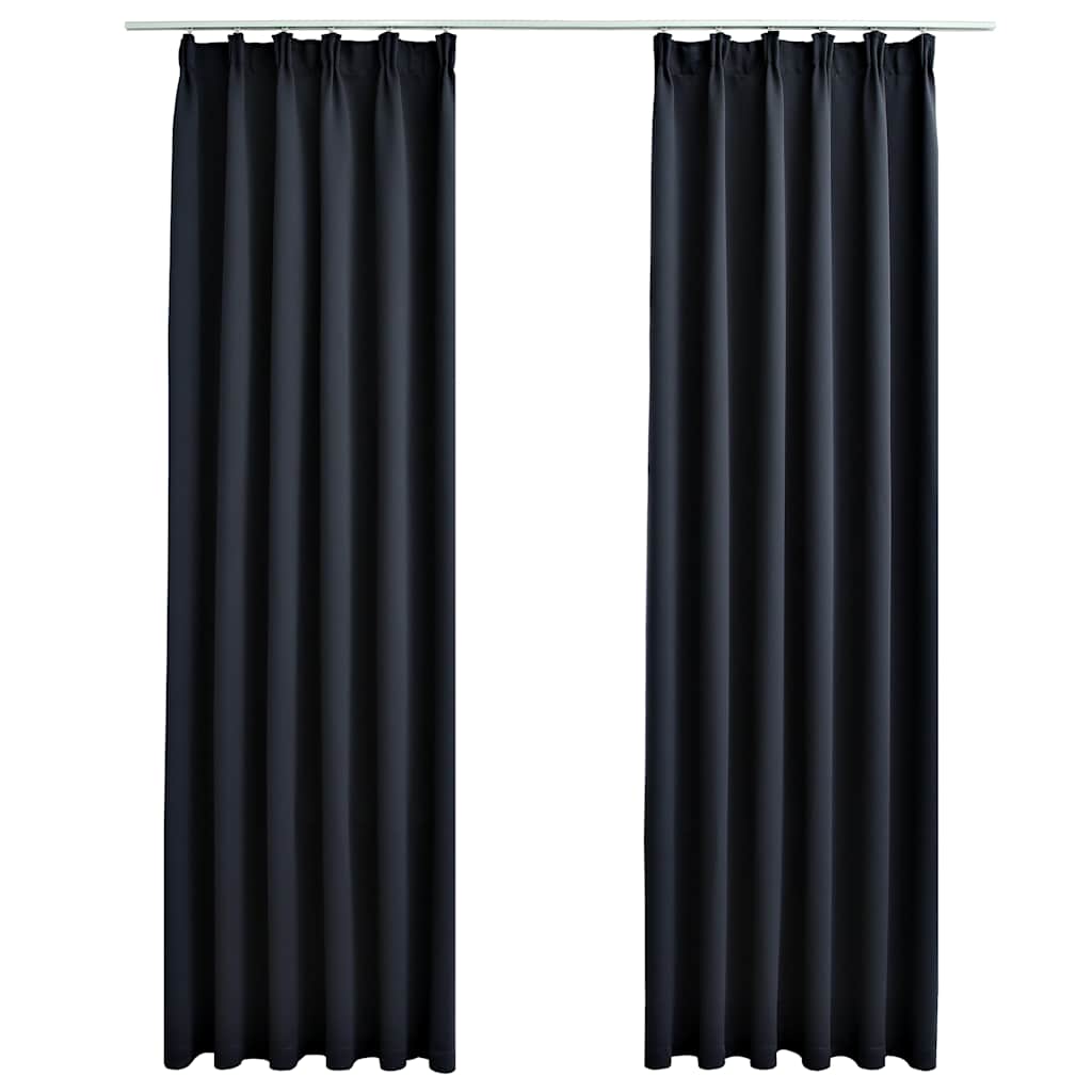 vidaXL Zasłony zaciemniające z haczykami, 2 szt., antracyt, 140x225 cm