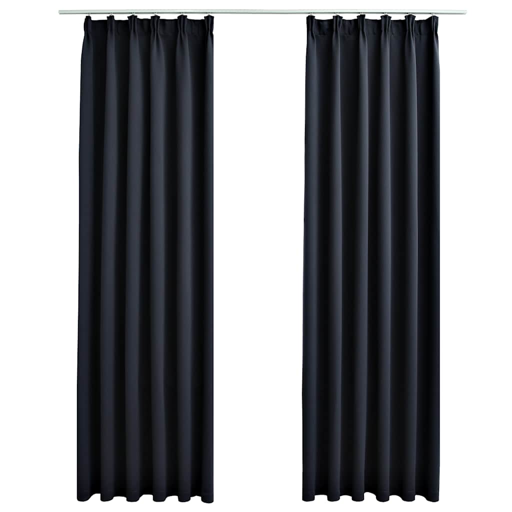vidaXL Zasłony zaciemniające z haczykami, 2 szt., antracyt, 140x245 cm