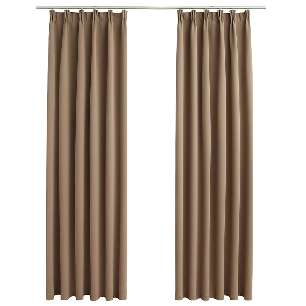 vidaXL Zasłony zaciemniające z haczykami, 2 szt., taupe, 140x175 cm