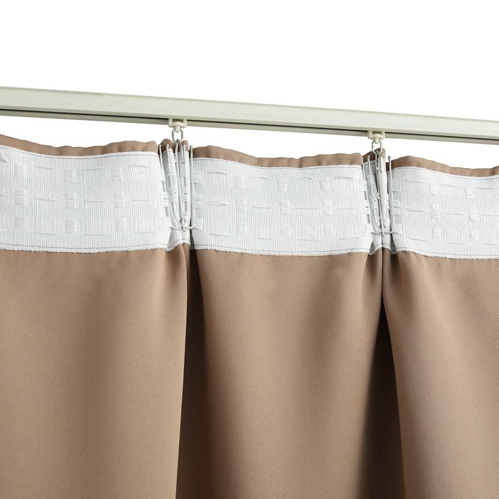 vidaXL Zasłony zaciemniające z haczykami, 2 szt., taupe, 140x175 cm