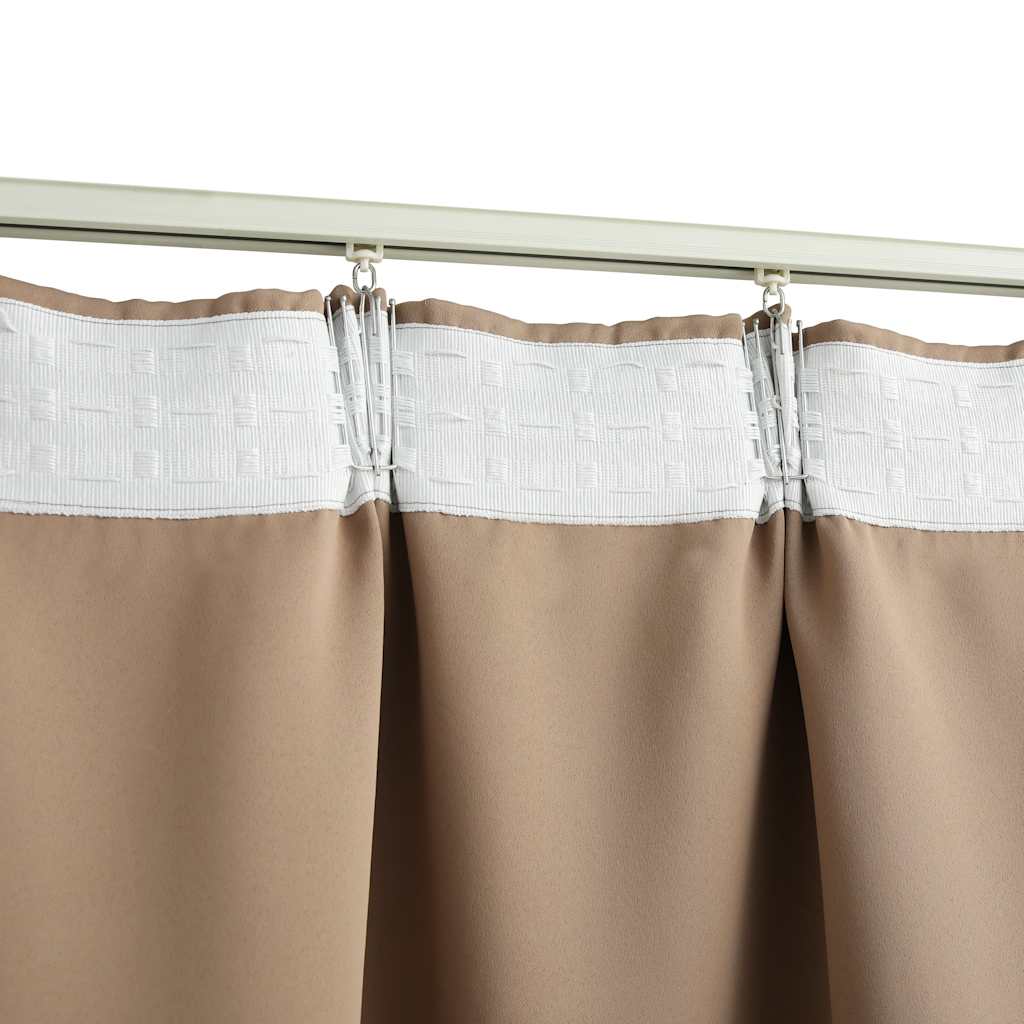 vidaXL Zasłony zaciemniające z haczykami, 2 szt., taupe, 140x225 cm