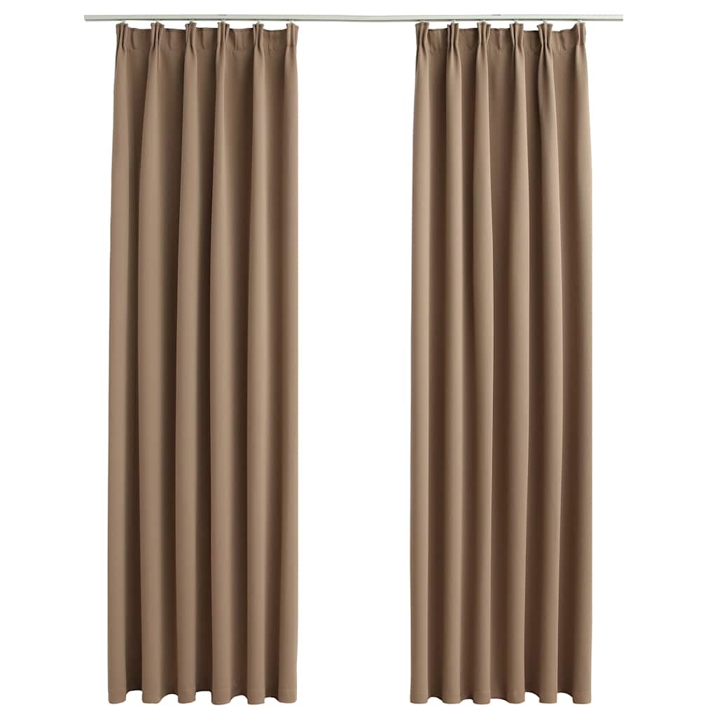 vidaXL Zasłony zaciemniające z haczykami, 2 szt., taupe, 140x245 cm