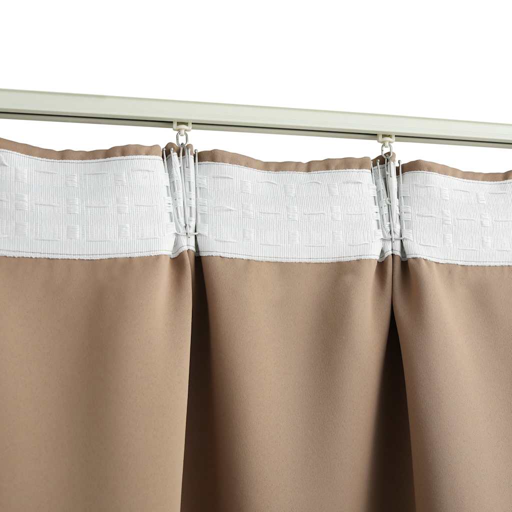 vidaXL Zasłony zaciemniające z haczykami, 2 szt., taupe, 140x245 cm