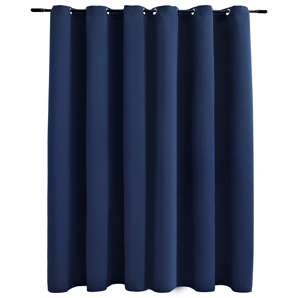 vidaXL Zasłona zaciemniająca, metalowe kółka, niebieska, 290x245 cm