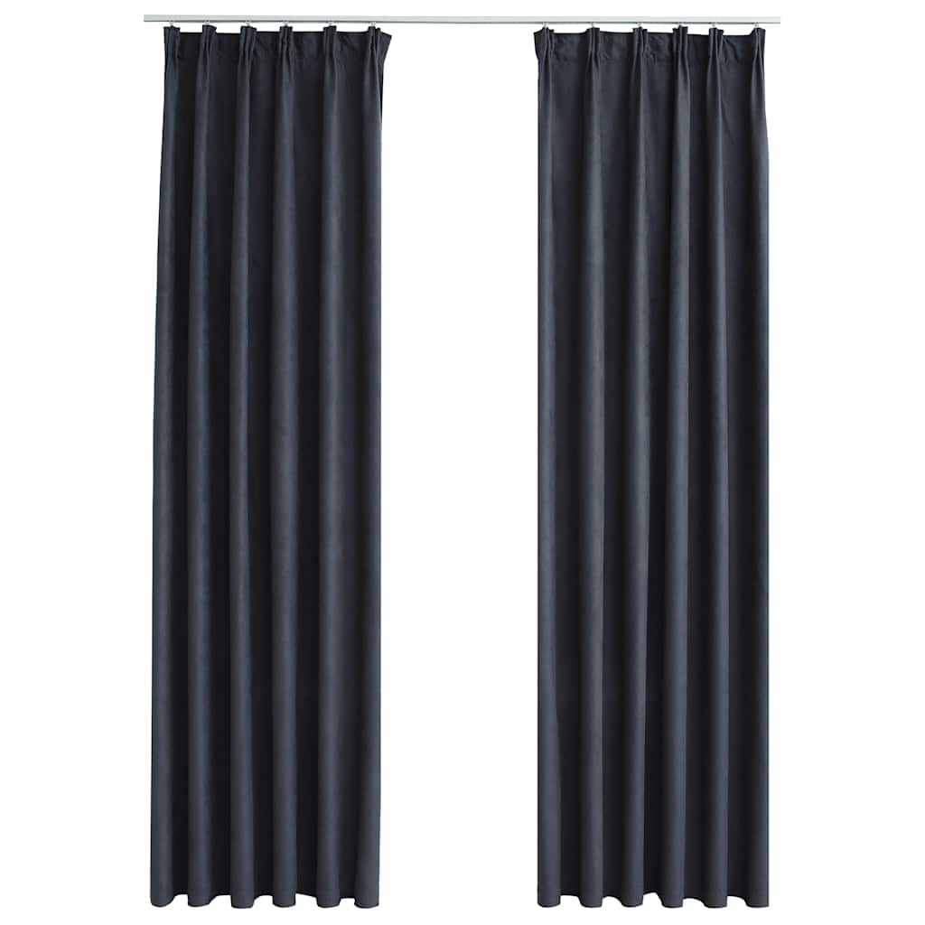 vidaXL Zasłony zaciemniające z haczykami, 2 szt., antracyt, 140x175 cm