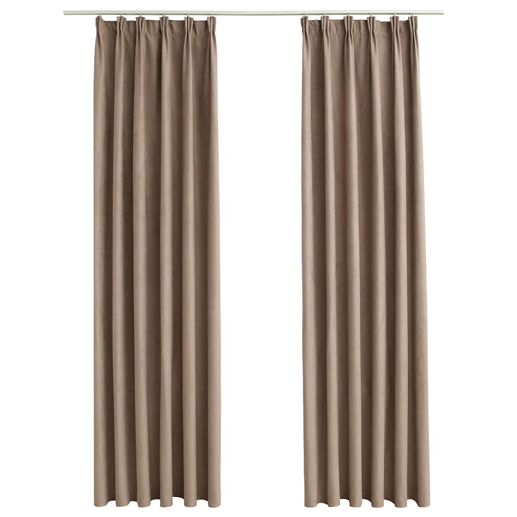 vidaXL Zasłony zaciemniające z haczykami, 2 szt., taupe, 140x175 cm