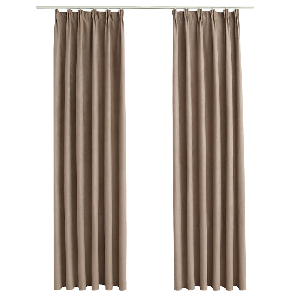 vidaXL Zasłony zaciemniające z haczykami, 2 szt., taupe, 140x225 cm