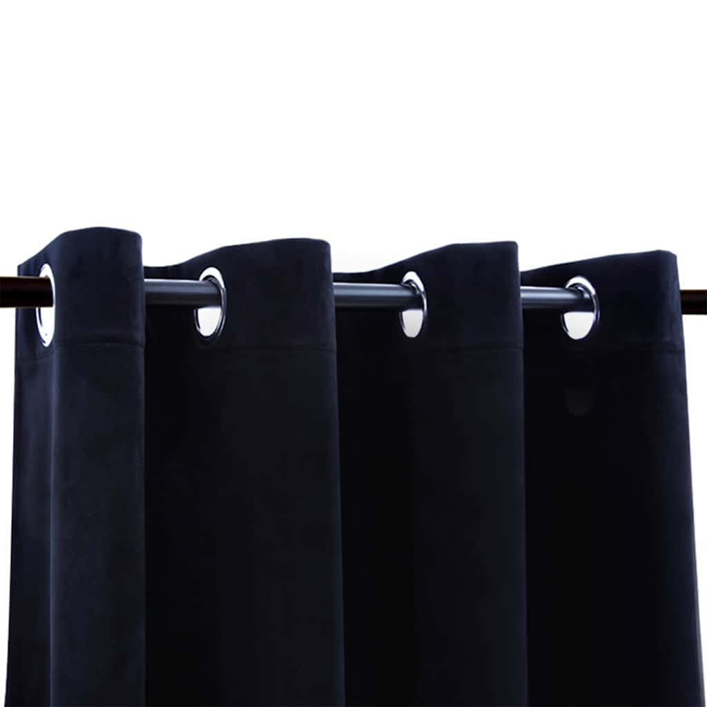 vidaXL Zasłony zaciemniające z kółkami, 2 szt., aksamitne, czarne