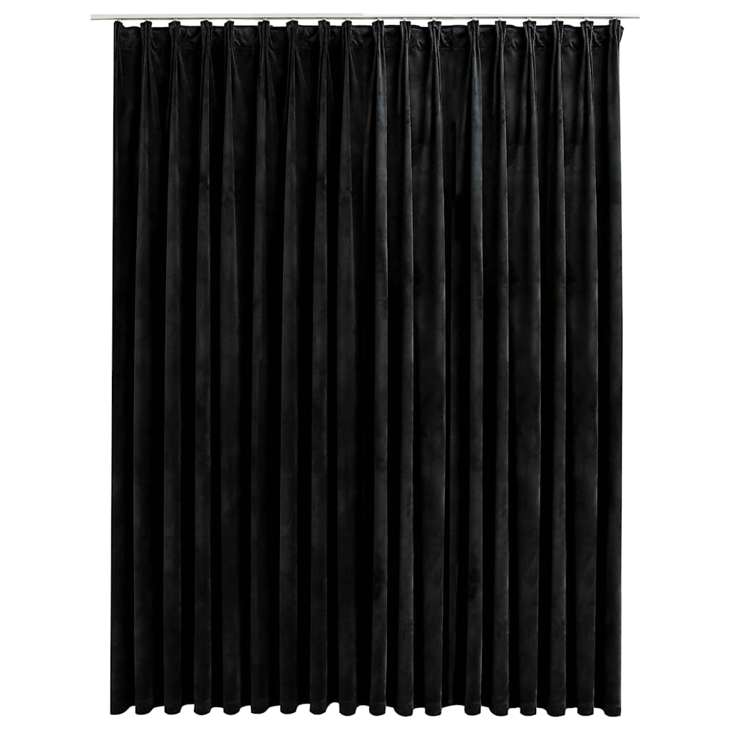 vidaXL Zasłona zaciemniająca z haczykami, aksamit, czarna, 290x245 cm