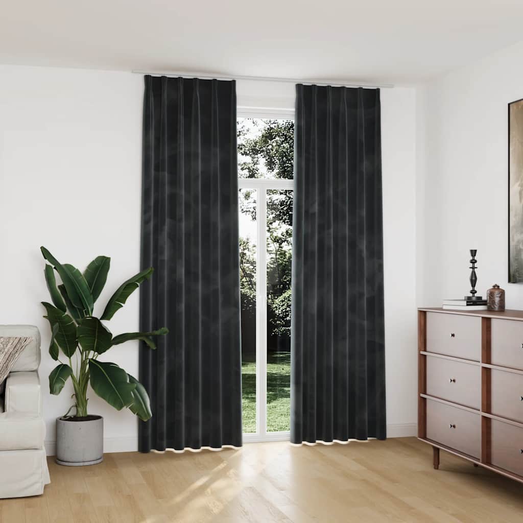 vidaXL Zasłony z haczykami, 2 szt., aksamitne, antracyt, 140x245 cm
