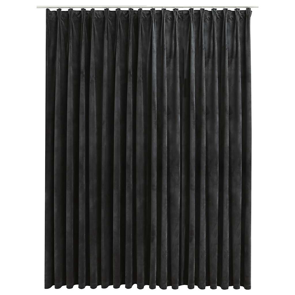 vidaXL Zasłona zaciemniająca z haczykami, aksamit, antracyt, 290x245cm