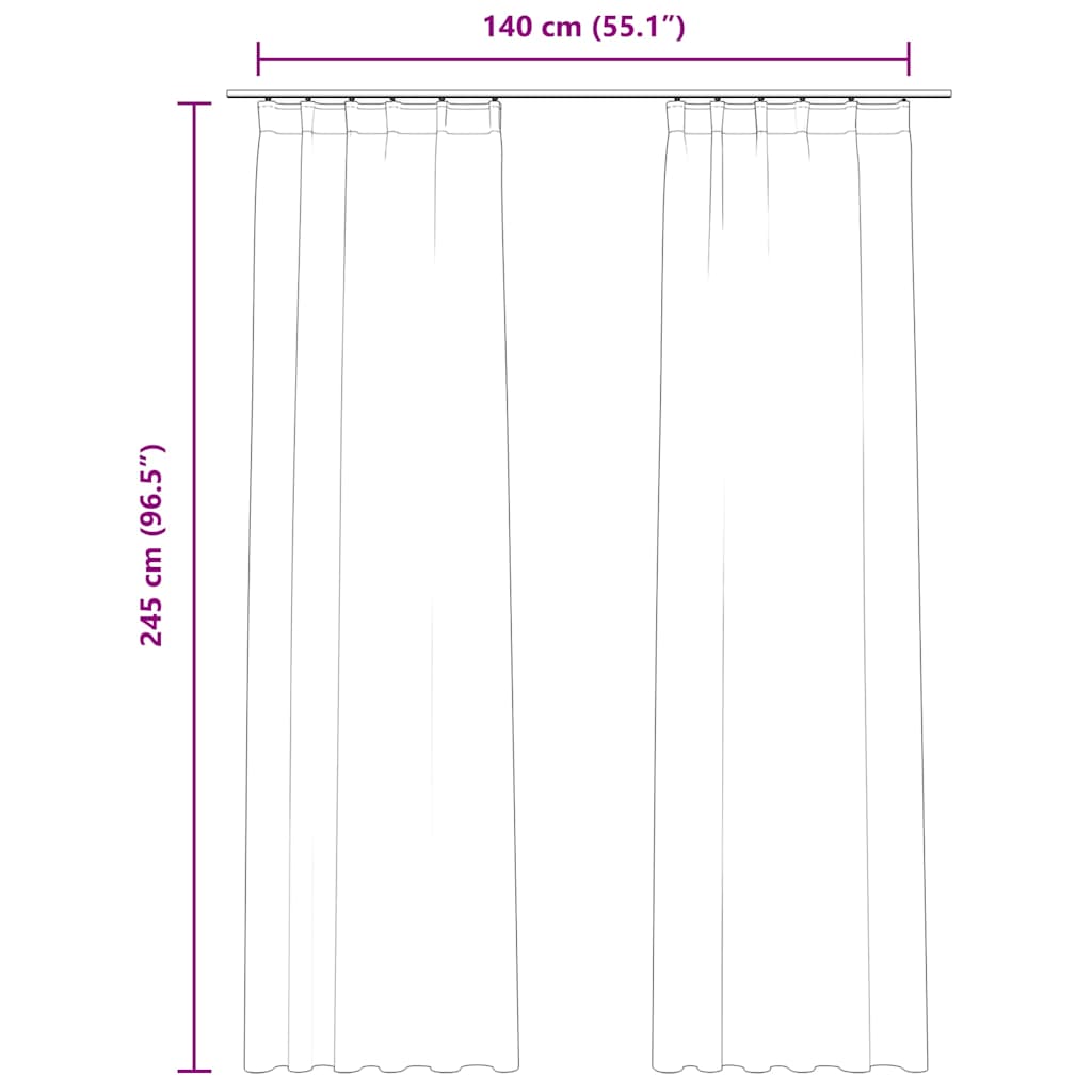 vidaXL Zasłony z haczykami, 2 szt., aksamitne, kremowe, 140x425 cm