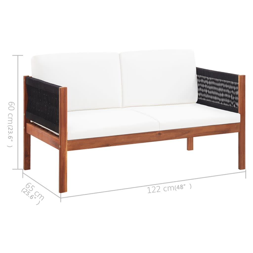 vidaXL Sofa ogrodowa, 2-osobowa, lite drewno akacjowe