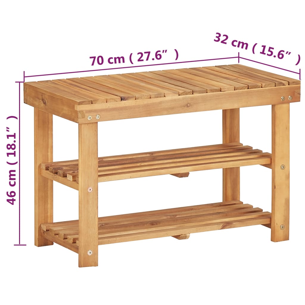 vidaXL Półka na buty, 70x32x46 cm, lite drewno akacjowe