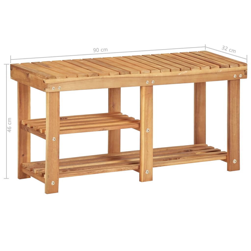 vidaXL Półka na buty, 90x32x46 cm, lite drewno akacjowe