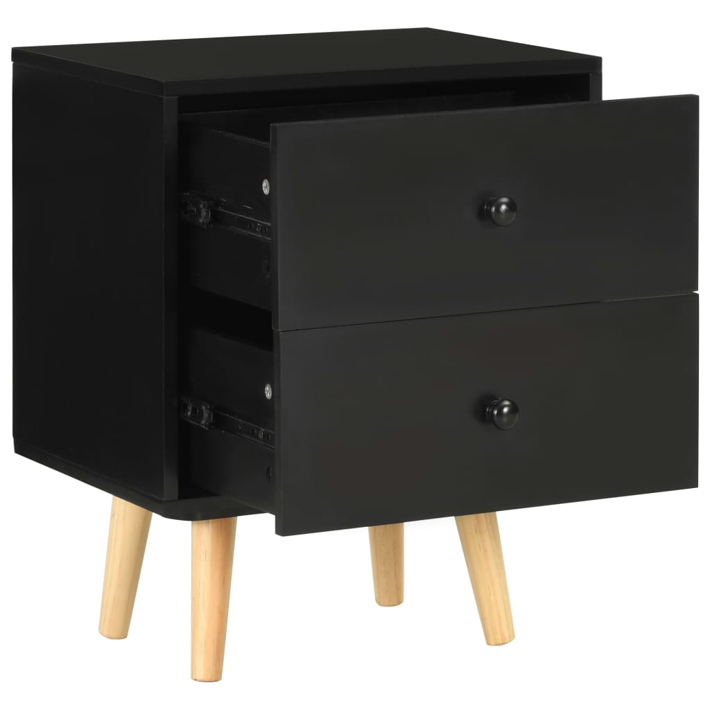 vidaXL Szafki nocne, 2 szt., czarne, 40x30x50 cm, lite drewno sosnowe