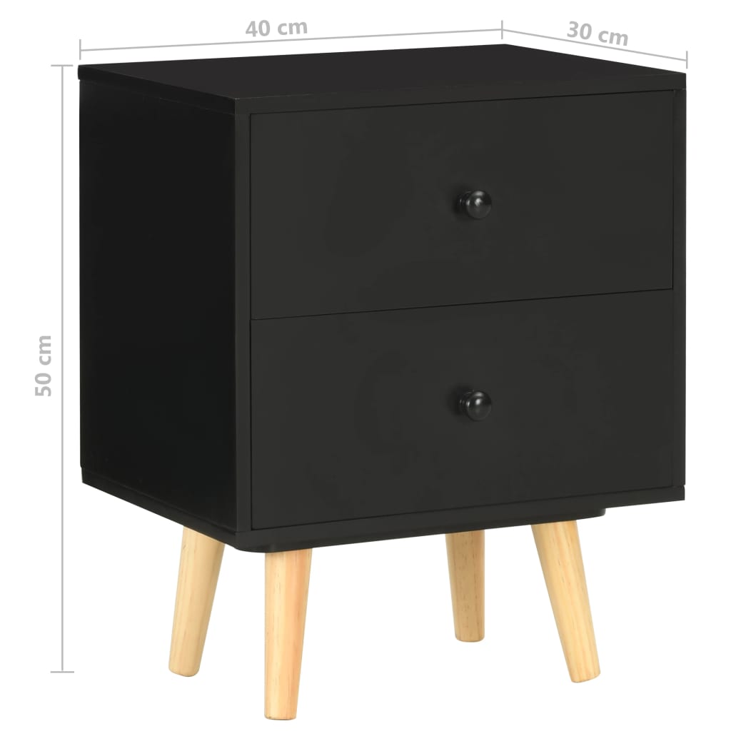 vidaXL Szafki nocne, 2 szt., czarne, 40x30x50 cm, lite drewno sosnowe