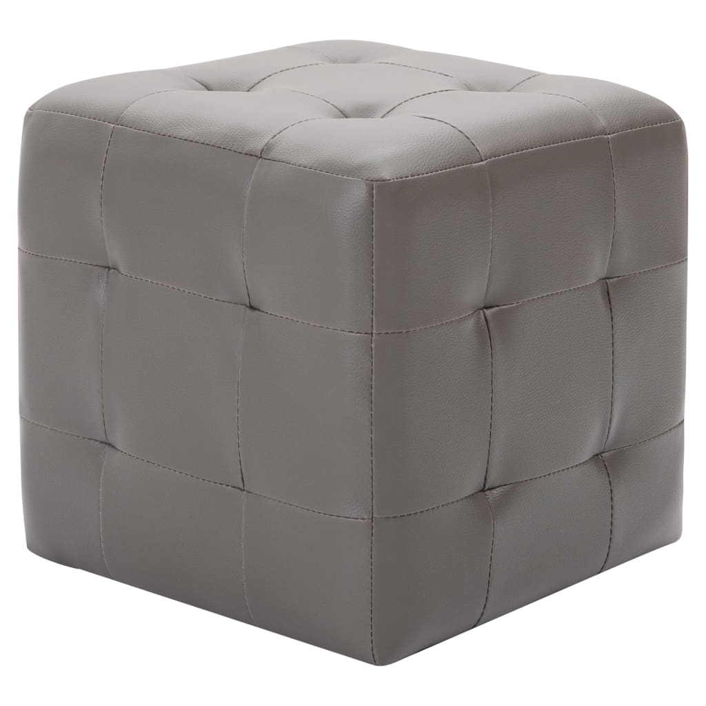 vidaXL Pufy, 2 szt., szare, 30 x 30 x 30 cm, sztuczna skóra