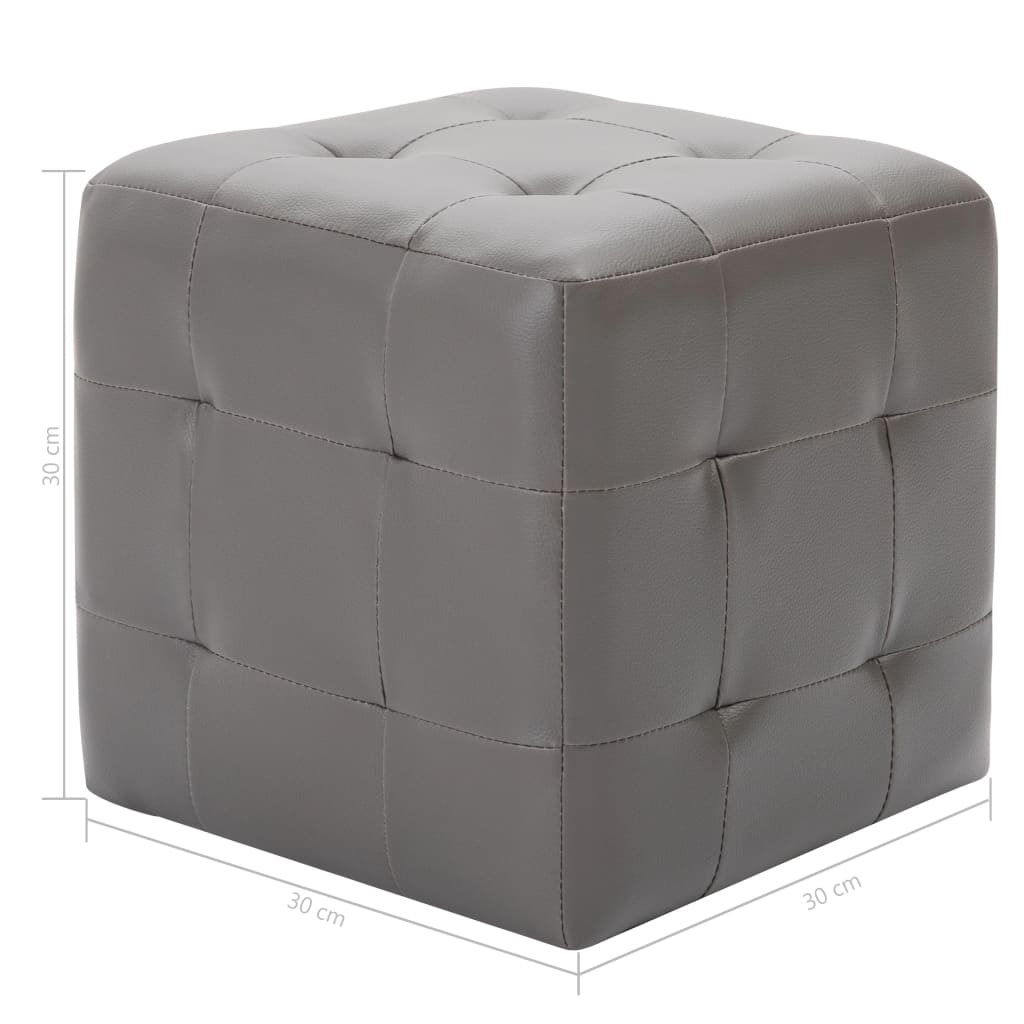 vidaXL Pufy, 2 szt., szare, 30 x 30 x 30 cm, sztuczna skóra
