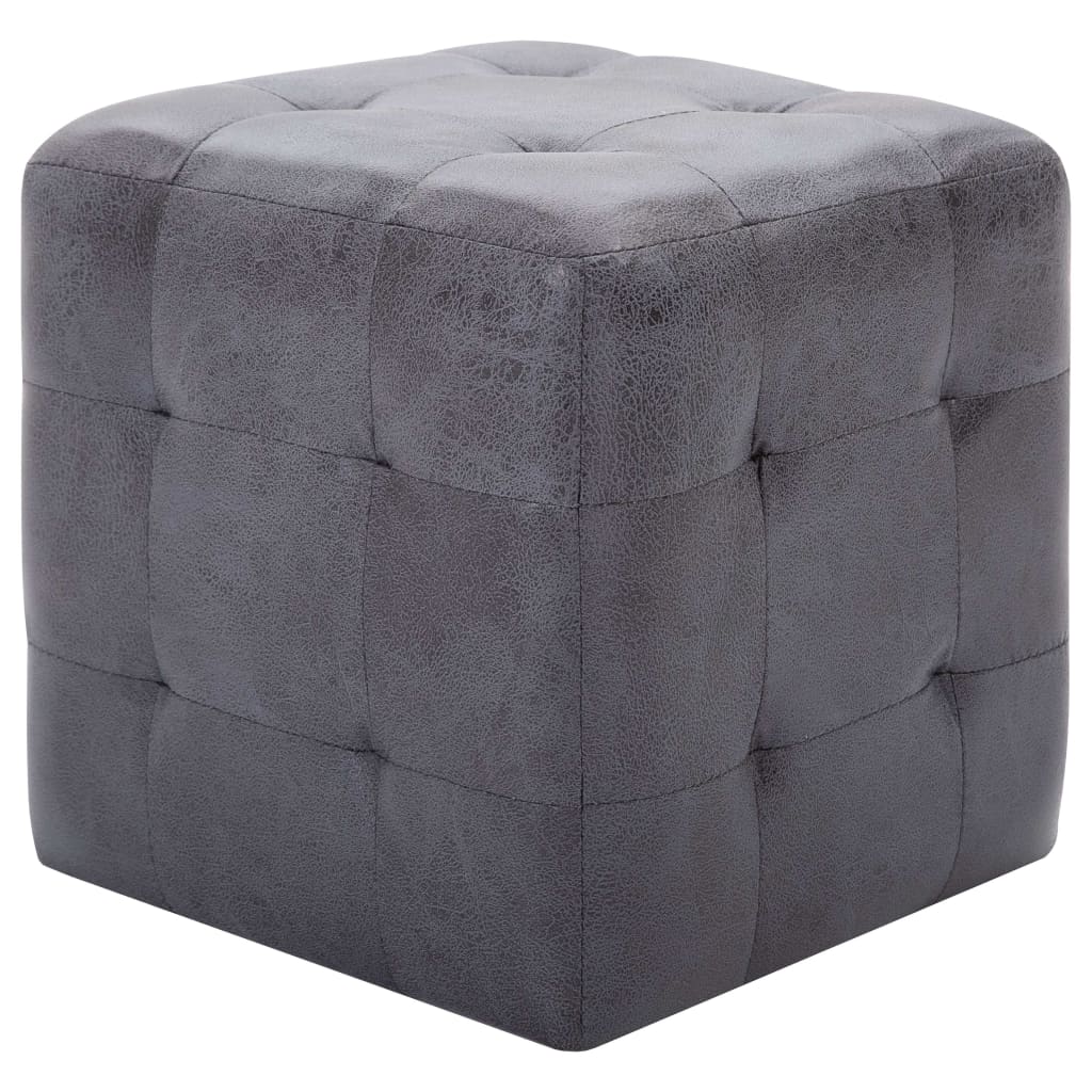 vidaXL Pufy, 2 szt., szare, 30 x 30 x 30 cm, sztuczna skóra zamszowa
