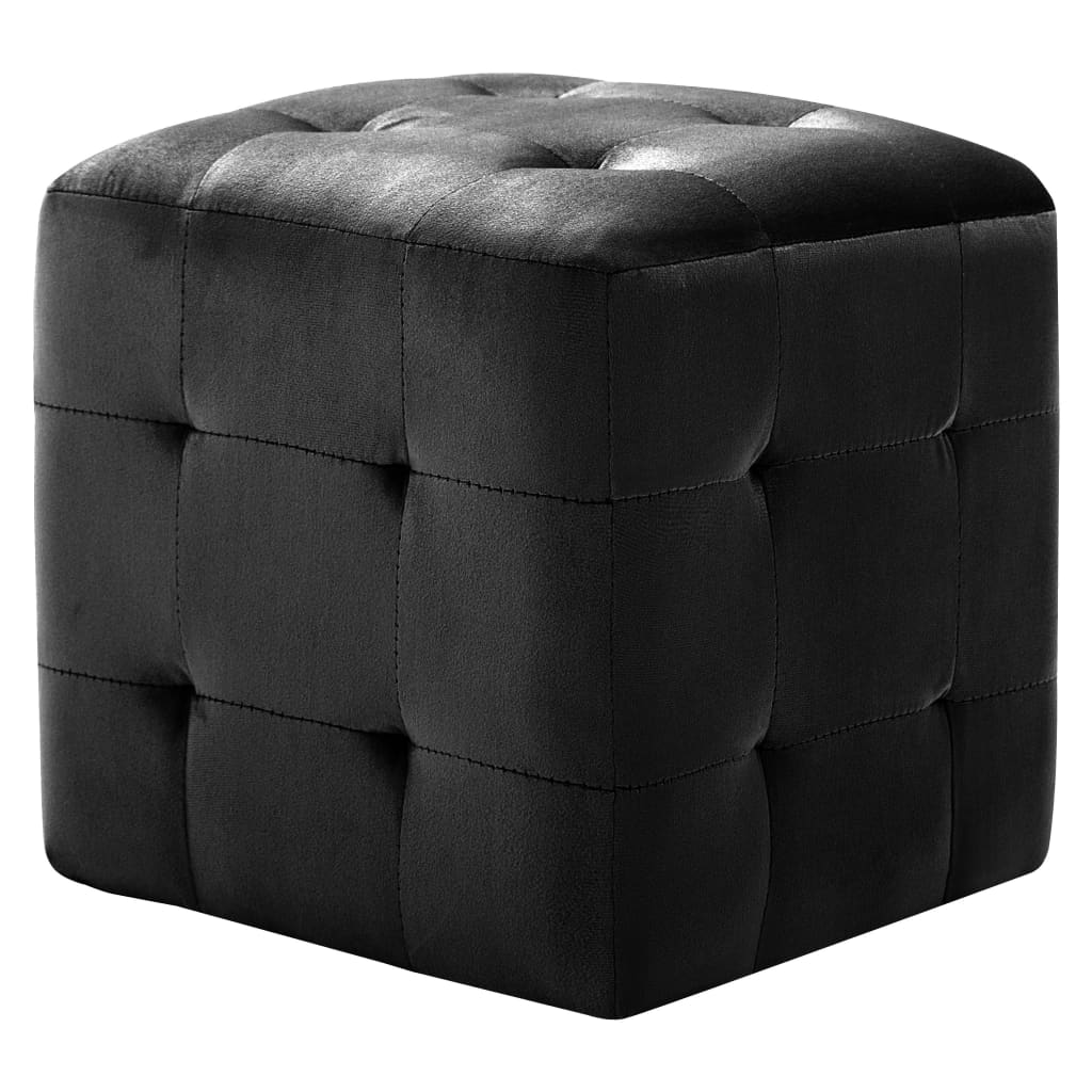 vidaXL Pufy, 2 szt., czarne, 30 x 30 x 30 cm, aksamit