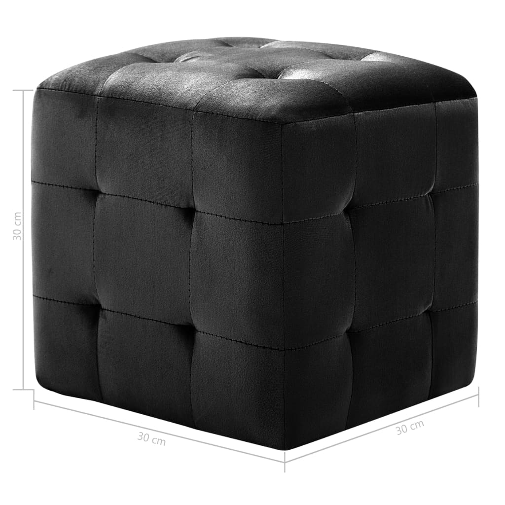 vidaXL Pufy, 2 szt., czarne, 30 x 30 x 30 cm, aksamit