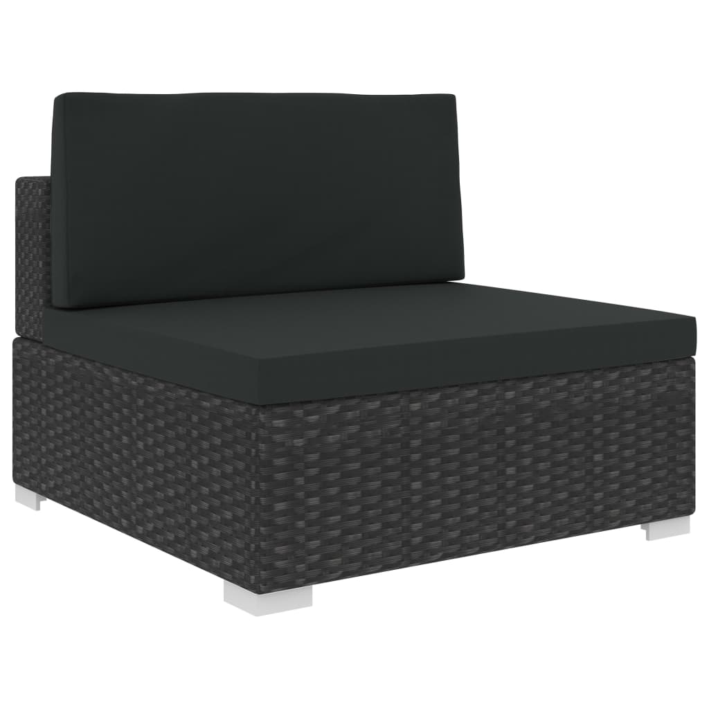 vidaXL 6-cz. zestaw mebli do ogrodu, z poduszkami, polirattan, czarny