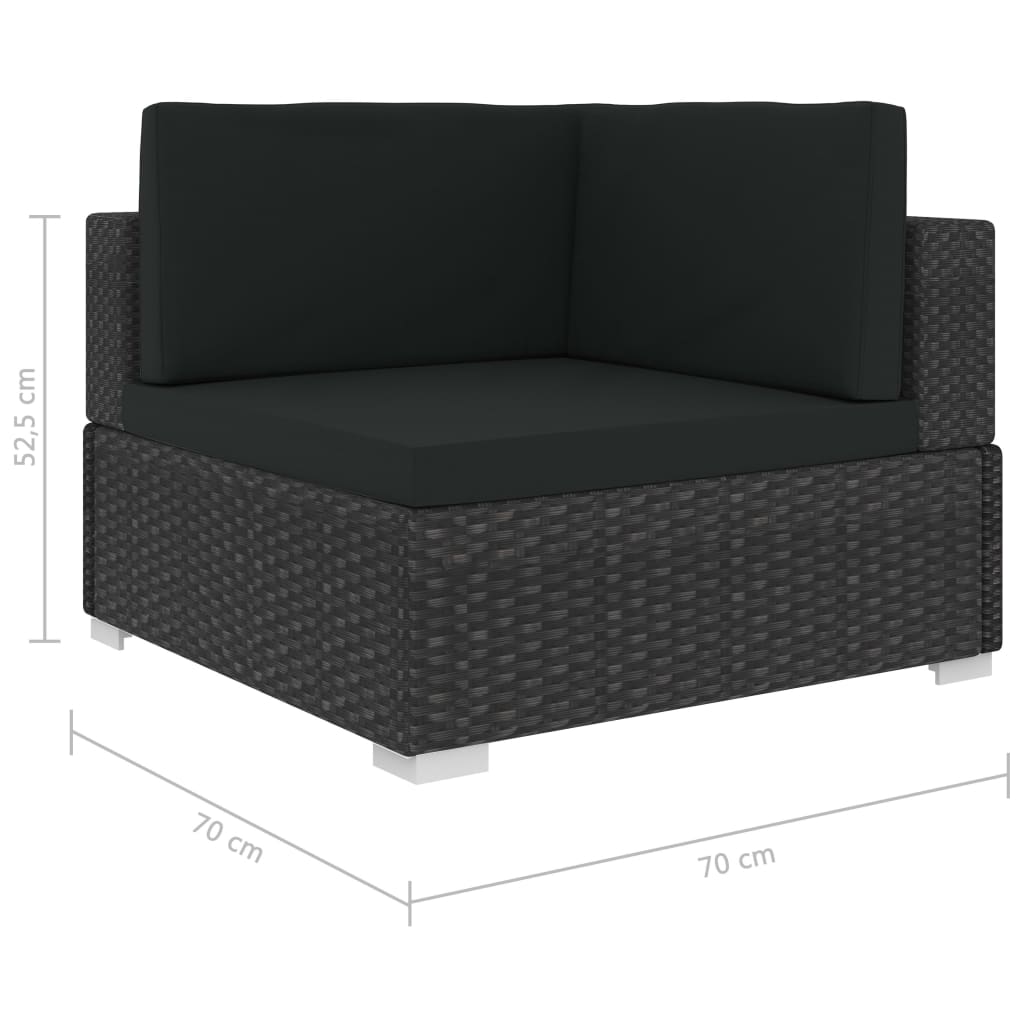 vidaXL 6-cz. zestaw mebli do ogrodu, z poduszkami, polirattan, czarny