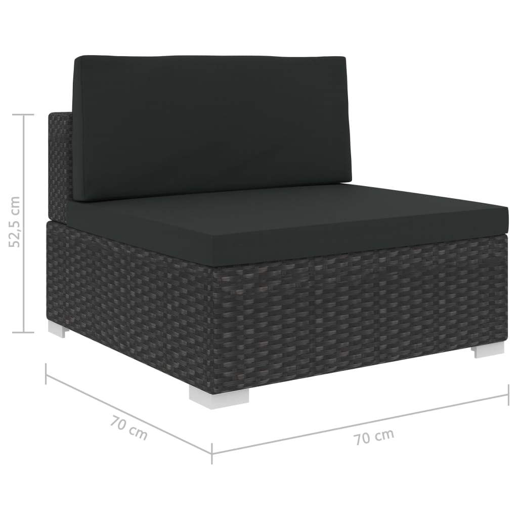 vidaXL 6-cz. zestaw mebli do ogrodu, z poduszkami, polirattan, czarny