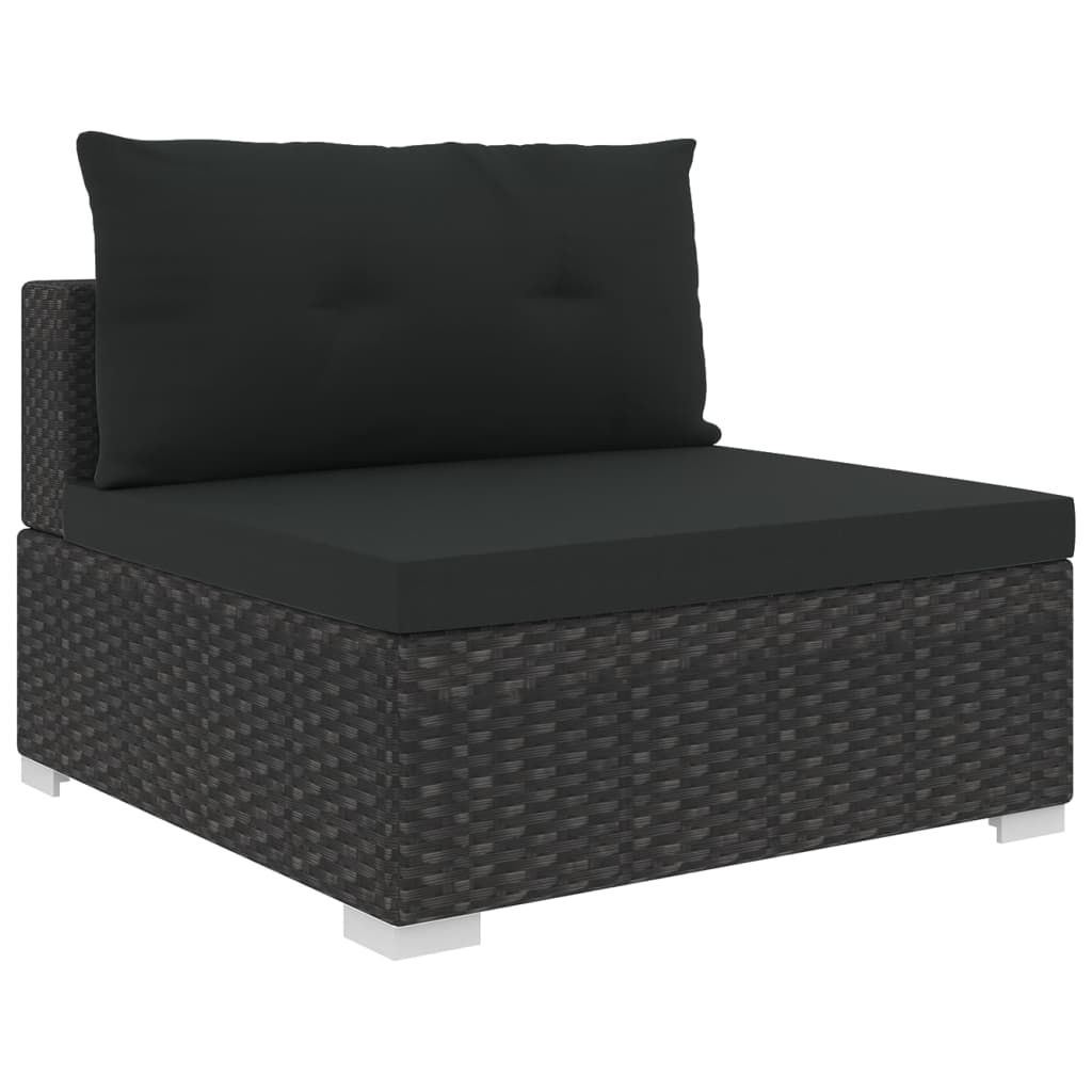 vidaXL 10-cz. zestaw mebli do ogrodu, poduszki, rattan PE, czarny