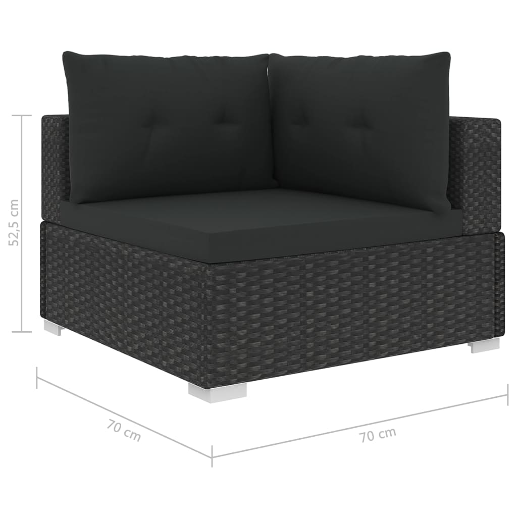 vidaXL 10-cz. zestaw mebli do ogrodu, poduszki, rattan PE, czarny