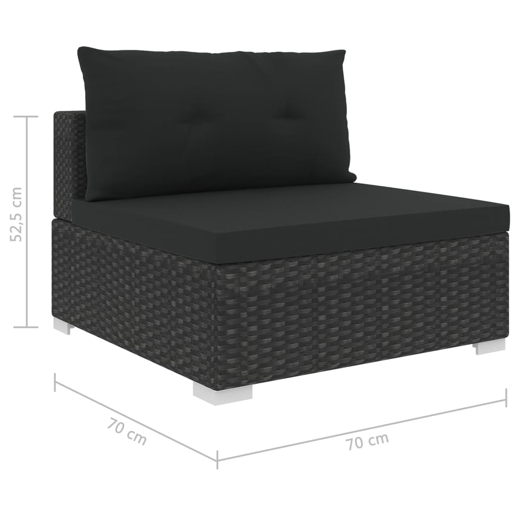 vidaXL 10-cz. zestaw mebli do ogrodu, poduszki, rattan PE, czarny