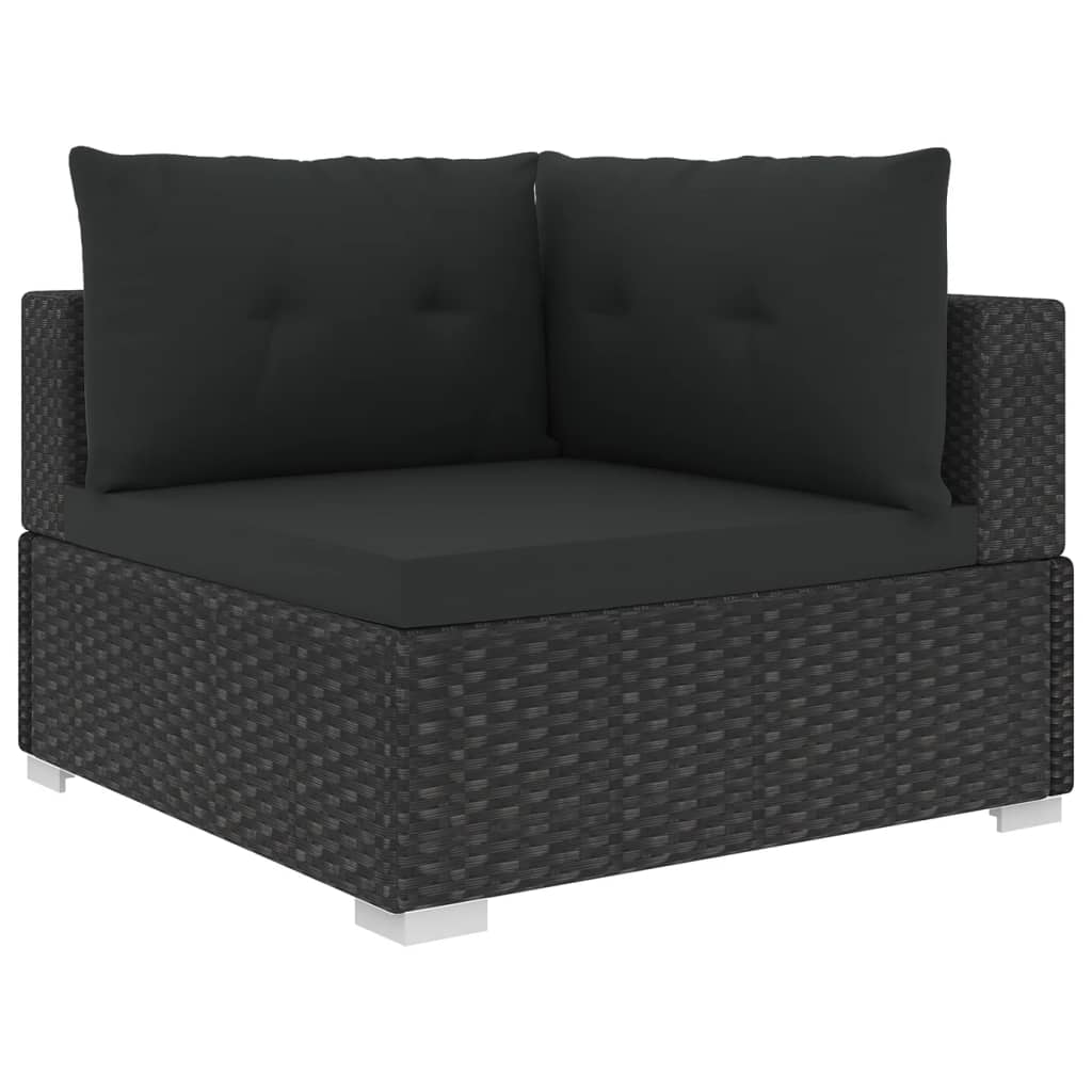 vidaXL 10-cz. zestaw mebli do ogrodu, poduszki, rattan PE, czarny