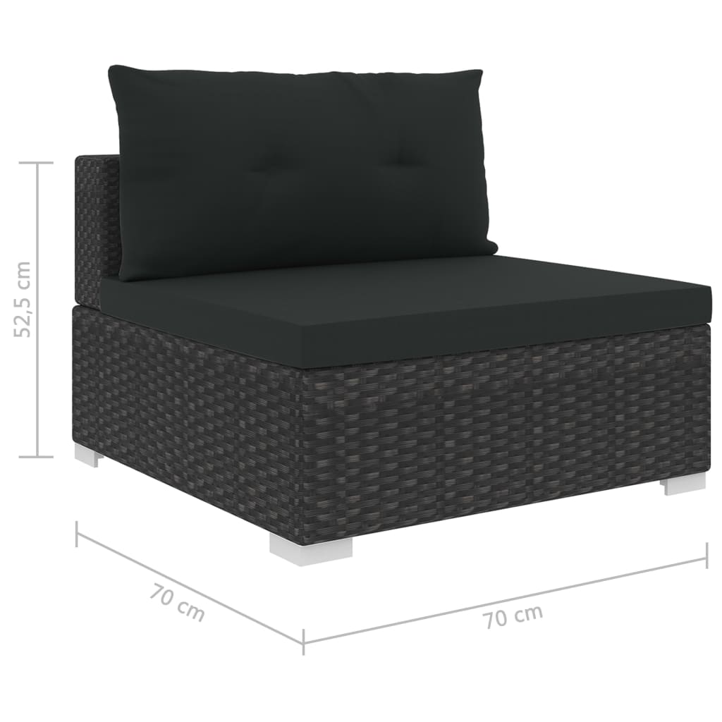 vidaXL 10-cz. zestaw mebli do ogrodu, poduszki, rattan PE, czarny